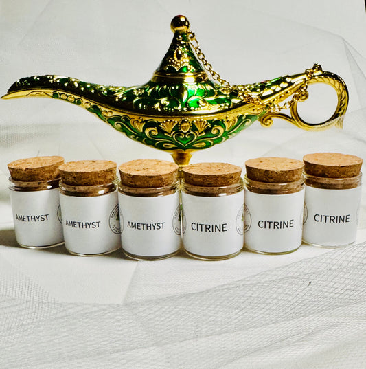 Citrine & Amethyst Filled Glass Apothecary Bottles