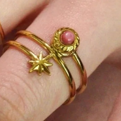 Retro Starlight Gold Ring -available with Malachite, Rhodochrosite or Amazonite