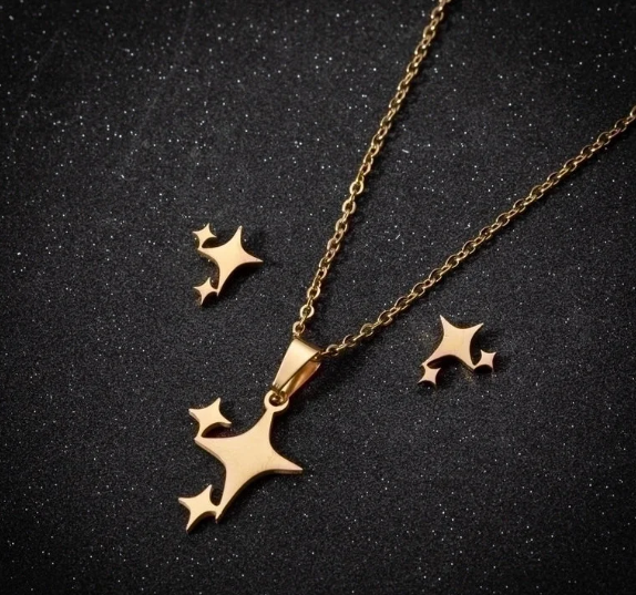 Triple Awn Star Necklace & Earring Set