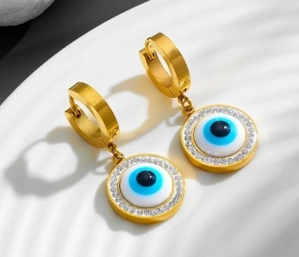 White Light Lucky Eye Drop Earrings
