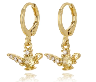 Magical Genie Lamp Gold Necklace & Earrings