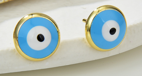 Lucky Eye Earrings-navy, lt blue, white