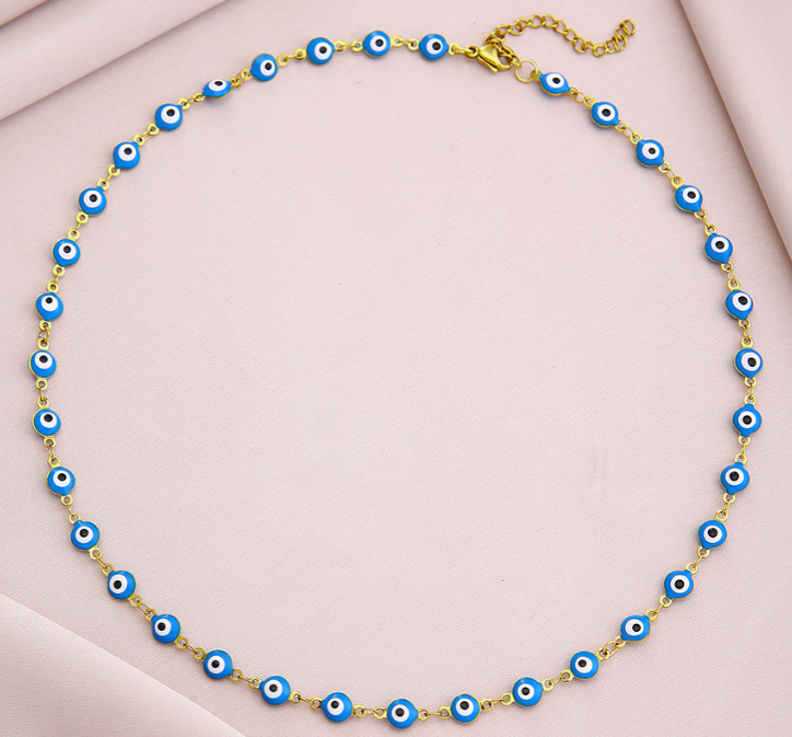 Circle of Protection Lucky Eye Necklace-navy, lake blue, or white