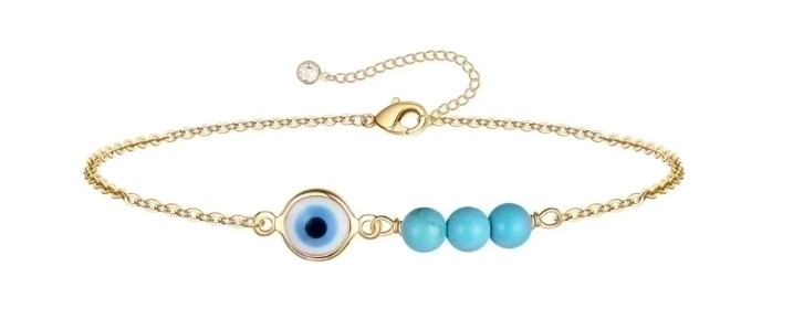 Lucky Eye & Light Blue Bead Bracelet