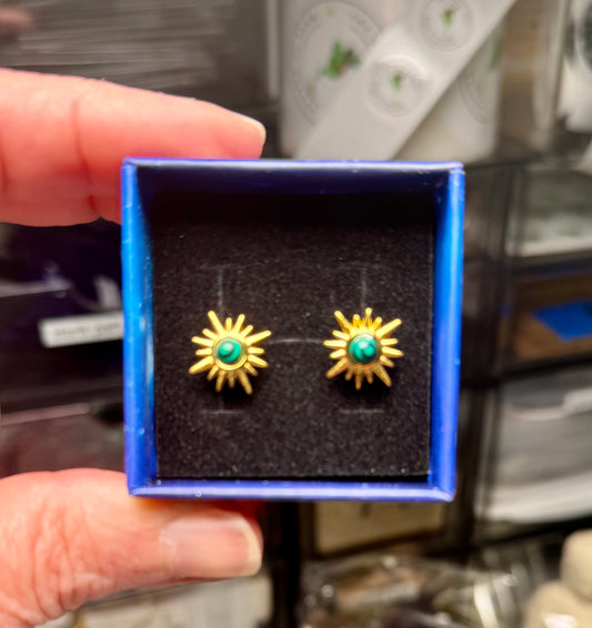 Retro Starlight Earrings-Amazonite or Malachite