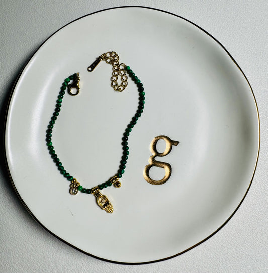 Malachite & Hamsa Hand Bracelet
