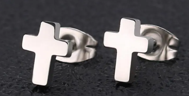 Cross of Faith Stud Earrings-Gold or Silver