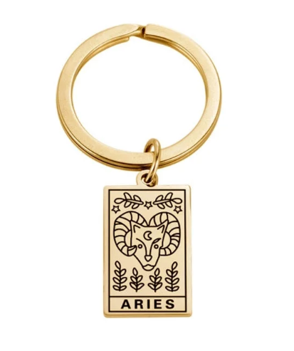 Zodiac Symbol Gold Keychain