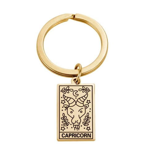 Zodiac Symbol Gold Keychain