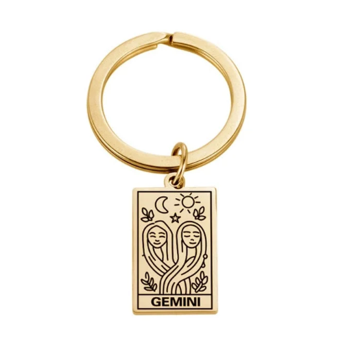 Zodiac Symbol Gold Keychain