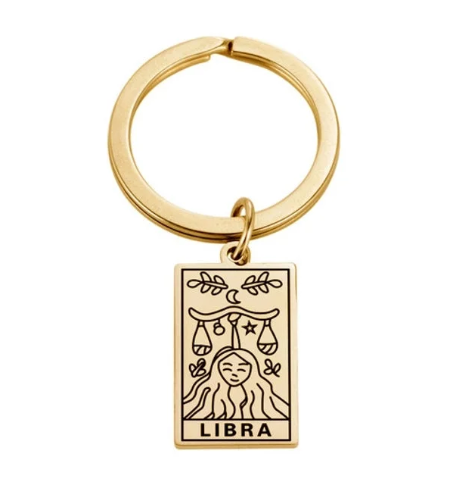 Zodiac Symbol Gold Keychain