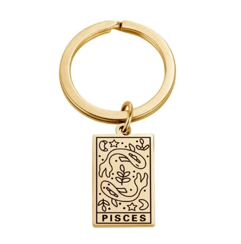 Zodiac Symbol Gold Keychain