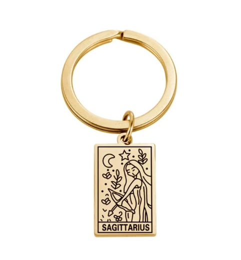 Zodiac Symbol Gold Keychain