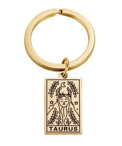 Zodiac Symbol Gold Keychain