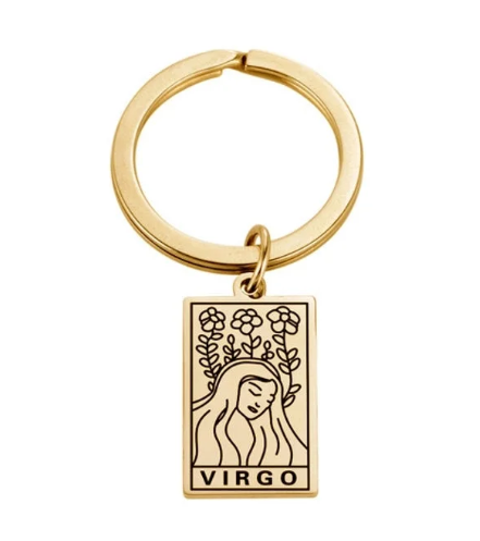 Zodiac Symbol Gold Keychain