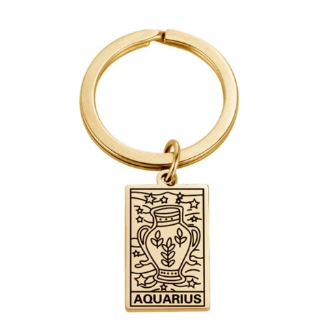 Zodiac Symbol Gold Keychain