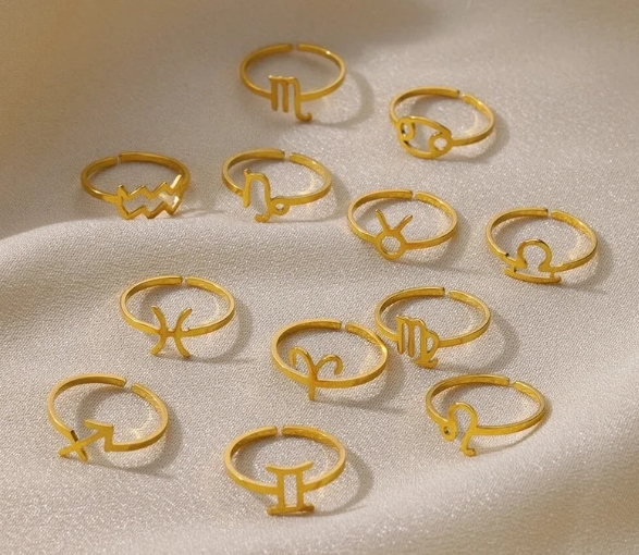 Zodiac Symbol Gold Ring