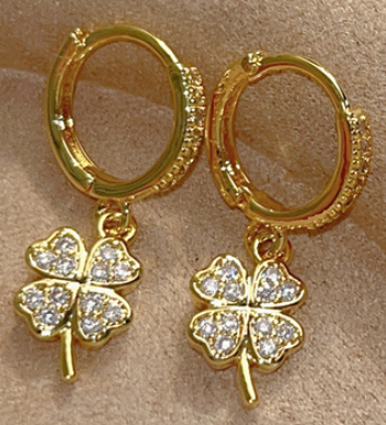 Petite Golden Clover Drop Earrings