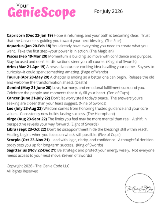 GenieScopes - a monthly horoscope from Your Genie
