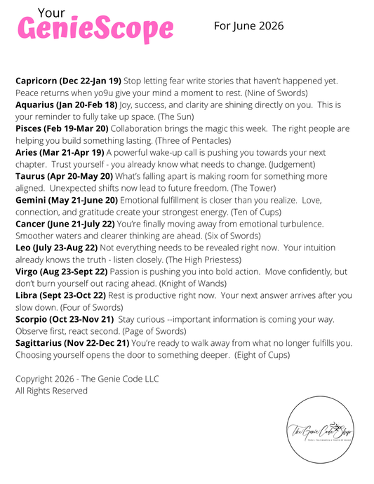 GenieScopes - a monthly horoscope from Your Genie