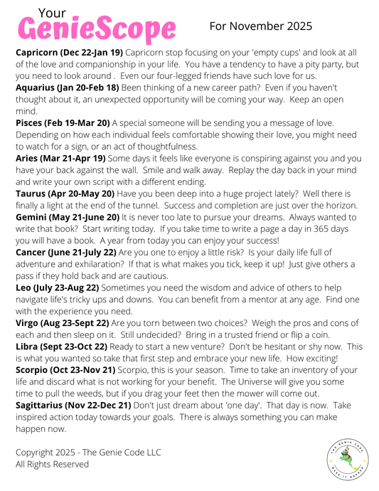 GenieScopes - a monthly horoscope from Your Genie