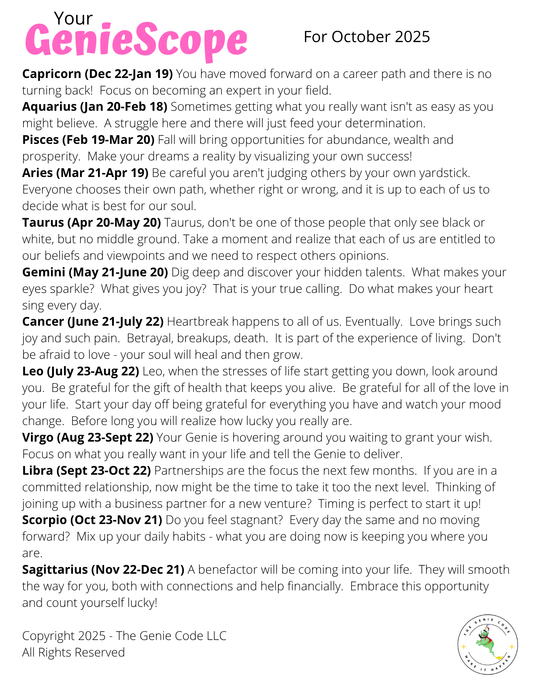 GenieScopes - a monthly horoscope from Your Genie