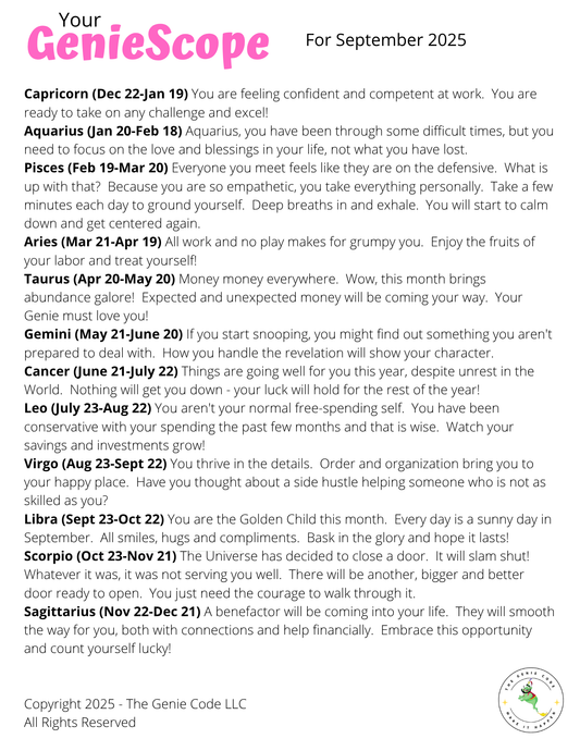 GenieScopes - a monthly horoscope from Your Genie