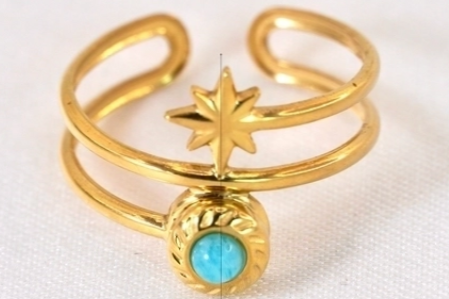 Retro Starlight Gold Ring -available with Malachite, Rhodochrosite or Amazonite