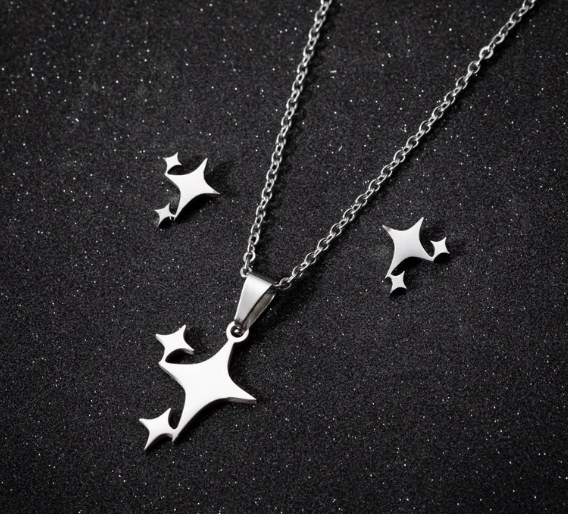 Triple Awn Star Necklace & Earring Set
