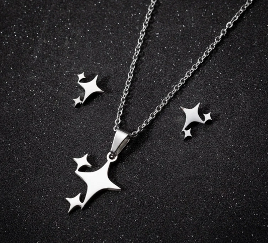 Triple Awn Star Necklace & Earring Set