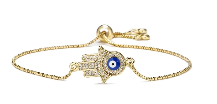 Golden Hamsa with Lucky Eye Bracelet