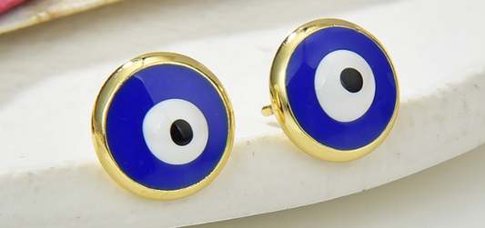 Lucky Eye Earrings-navy, lt blue, white