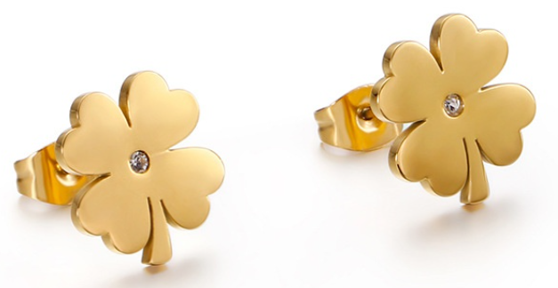 Lucky Charm Four- Leaf Clover Earrings - Gold or Silver