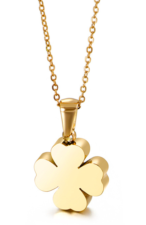 Lucky Charm Four- Leaf Clover Necklace - Gold or Steel