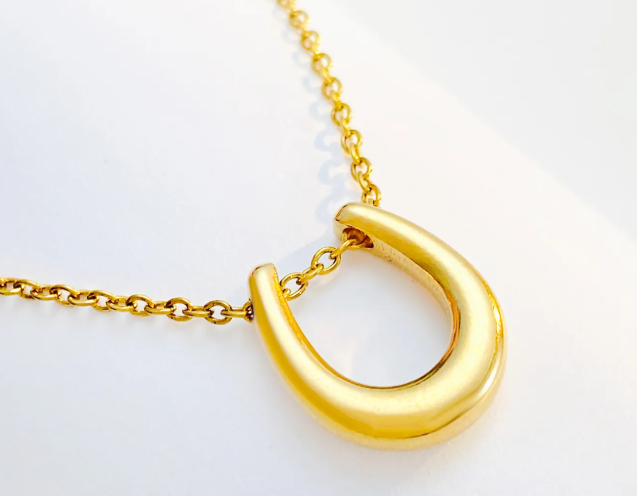 Lucky Horseshoe Pendant Necklace -Gold or Silver