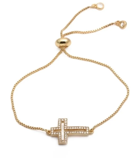 Blessed Path Gold Cross Bracelet