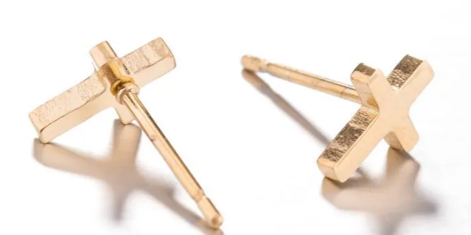 Cross of Faith Stud Earrings-Gold or Silver