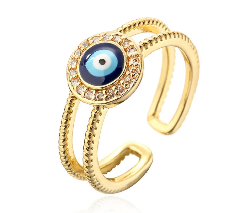Gold Lucky Eye Double Band Ring