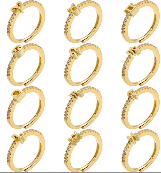 Zodiac Symbol Rings-Embedded Symbol Band in Gold or Silver