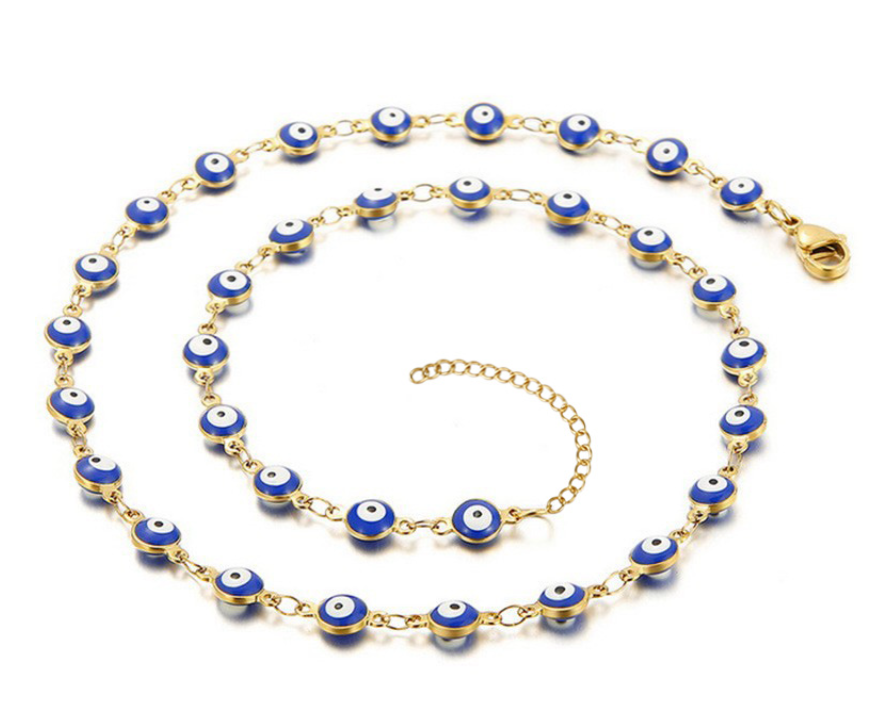 Circle of Protection Lucky Eye Necklace-navy, lake blue, or white