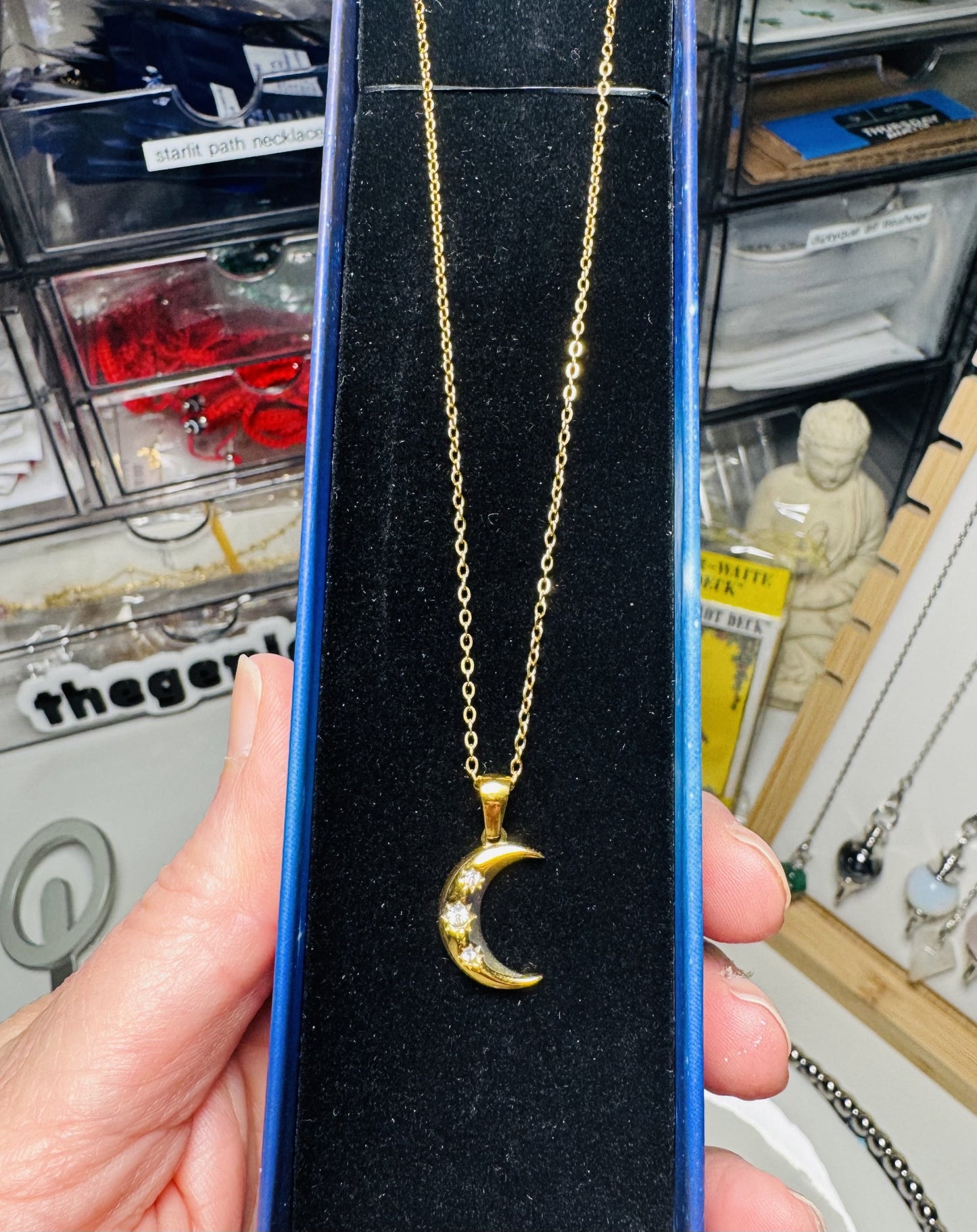 Mystical Crescent Moon Gold Necklace