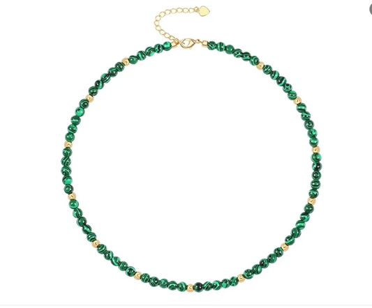 Malachite & Gold Beaded Necklace