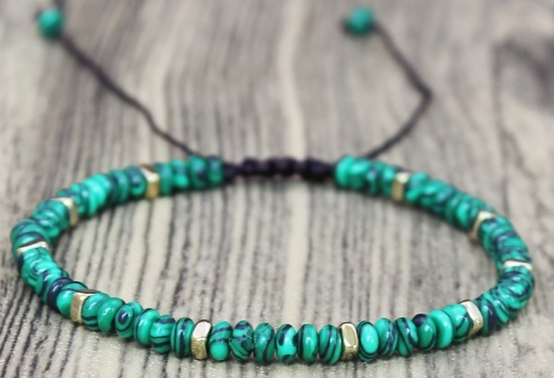 Lucky Malachite & Gold Beaded Bracelet