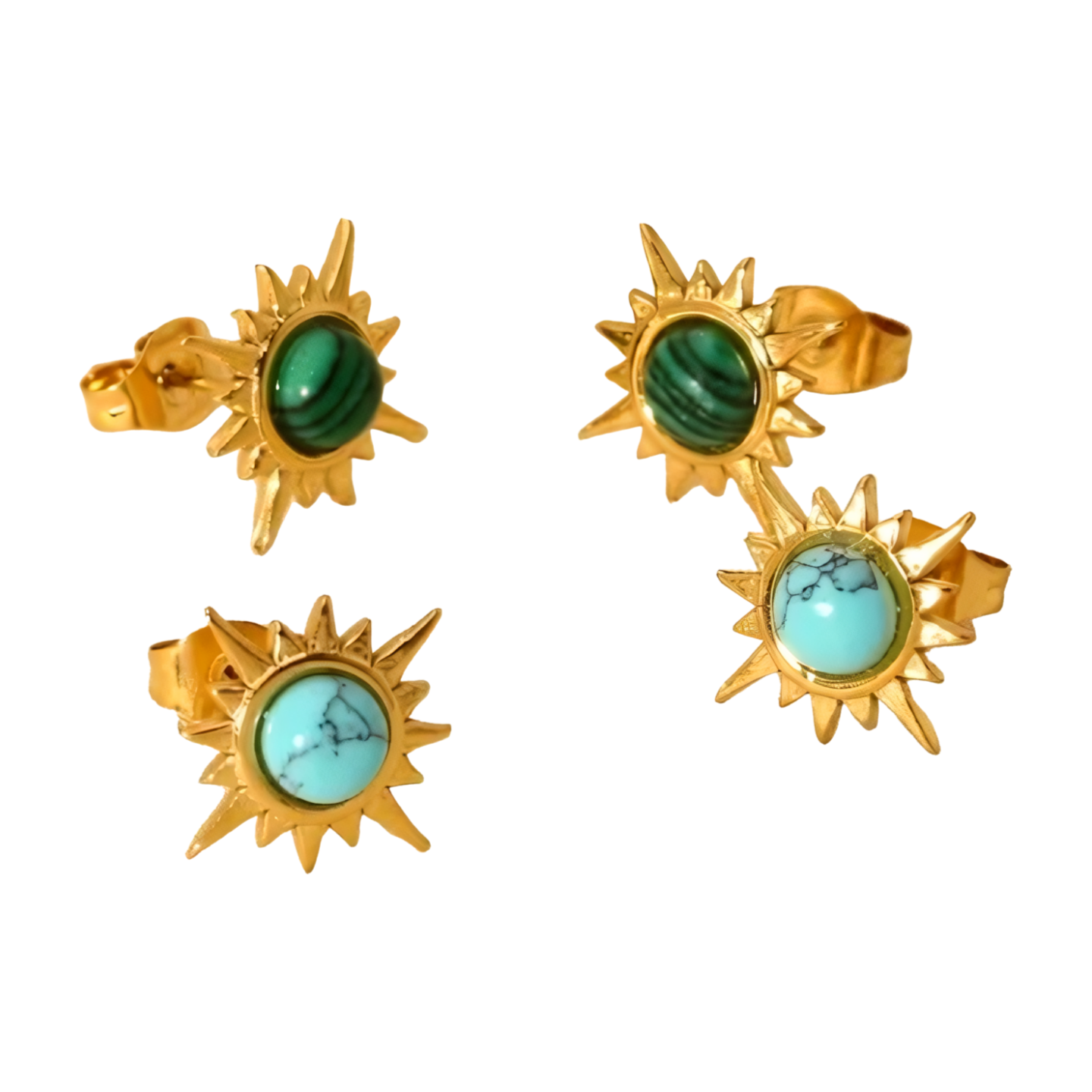 Retro Starlight Earrings-Amazonite or Malachite