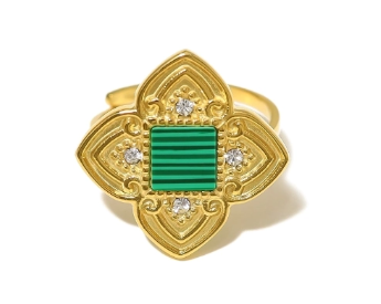 Vintage Inspired Malachite Retro Ring