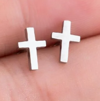 Cross of Faith Stud Earrings-Gold or Silver