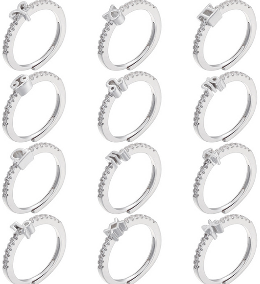 Zodiac Symbol Rings-Embedded Symbol Band in Gold or Silver