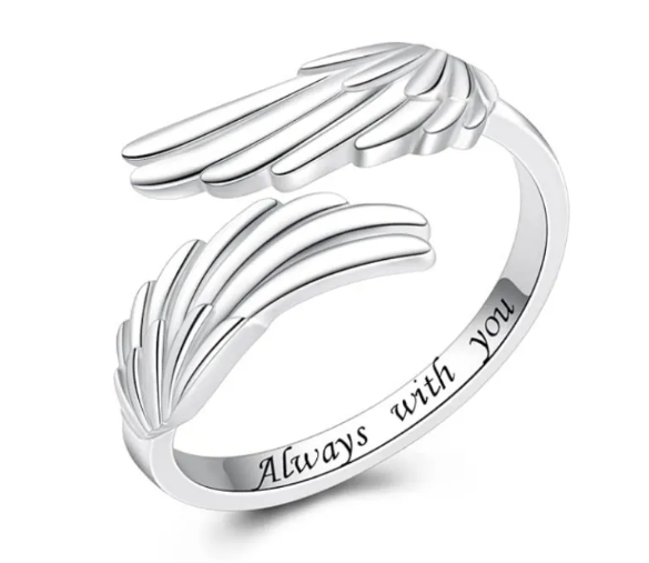 Angel Wings Silver Ring – Celestial Guardian Angel Jewelry