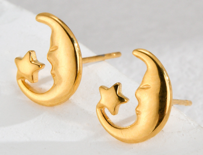 Genie's Moon & Star Stud Earrings