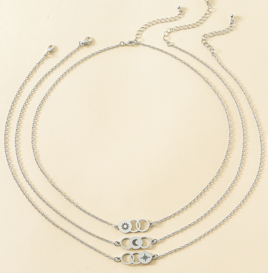 Celestial Wishes Necklace Set - Sun, Moon & Star